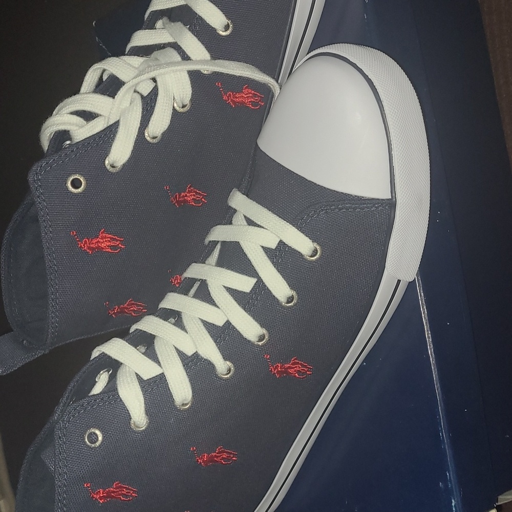 New Polo by Ralph Lauren canvas high tops sizes 6.5 jr = 8 wmn and 7jr =… - Picture 2 of 7